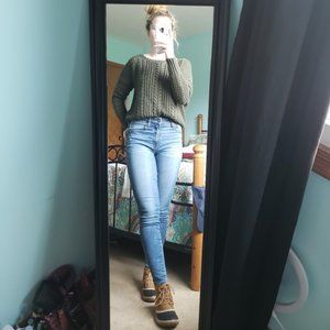American Eagle Green Open Knit Sweater